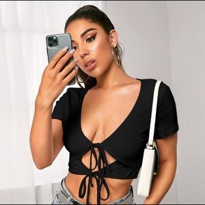 SHEIN tie front crop top